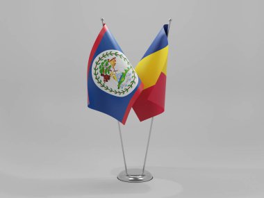 Çad - Belize İşbirliği Bayrakları, Beyaz Arkaplan - 3D Yapılandırma