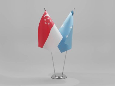 Mikronezya - Singapur İşbirliği Bayrakları, Beyaz Arkaplan - 3D Render
