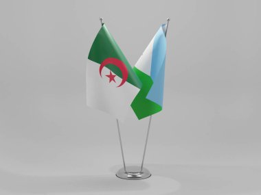 Cibuti - Cezayir İşbirliği Bayrakları, Beyaz Arkaplan - 3D Render