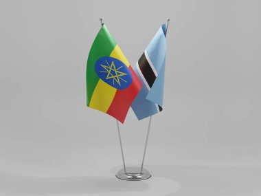Botswana - Etiyopya İşbirliği Bayrakları, Beyaz Arkaplan - 3D Render