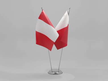 Malta - Peru İşbirliği Bayrakları, Beyaz Arkaplan - 3D Render