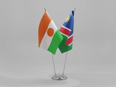 Namibya - Nijer İşbirliği Bayrakları, Beyaz Arkaplan - 3D Render