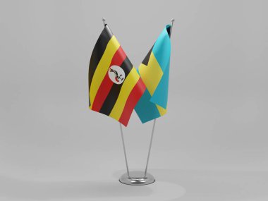 Bahamalar - Uganda İşbirliği Bayrakları, Beyaz Arkaplan - 3D Render