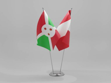 Peru - Burundi İşbirliği Bayrakları, Beyaz Arkaplan - 3D Render