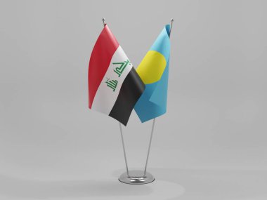 Palau - Irak İşbirliği Bayrakları, Beyaz Arkaplan - 3D Yapılandırma