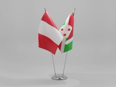 Burundi - Peru İşbirliği Bayrakları, Beyaz Arkaplan - 3D Render