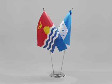 Honduras - Kiribati İşbirliği Bayrakları, Beyaz Arkaplan - 3D Render