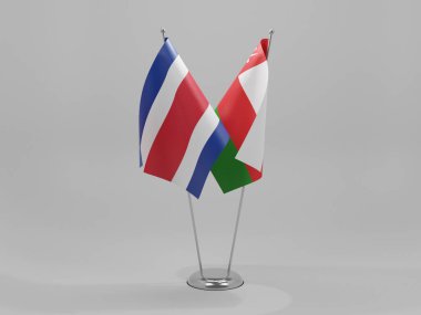 Umman - Kosta Rika İşbirliği Bayrakları, Beyaz Arkaplan - 3D Render