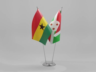 Burundi - Gana İşbirliği Bayrakları, Beyaz Arkaplan - 3D Render