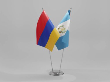 Guatemala - Ermenistan İşbirliği Bayrakları, Beyaz Arkaplan - 3D Render