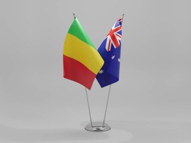 Avusturalya - Mali İşbirliği Bayrakları, Beyaz Arkaplan - 3D Render