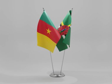 Dominica - Kamerun İşbirliği Bayrakları, Beyaz Arkaplan - 3D Render