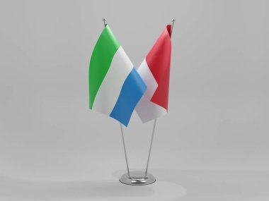Monako - Sierra Leone İşbirliği Bayrakları, Beyaz Arkaplan - 3D Render