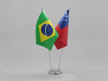 Samoa - Brezilya İşbirliği Bayrakları, Beyaz Arkaplan - 3D Render