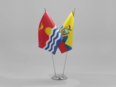 Ekvador - Kiribati İşbirliği Bayrakları, Beyaz Arkaplan - 3D Render