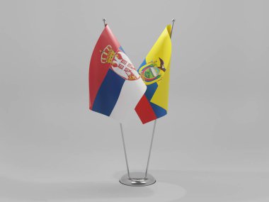 Ekvador - Sırbistan İşbirliği Bayrakları, Beyaz Arkaplan - 3D Hazırlama