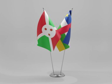 Orta Afrika Cumhuriyeti - Burundi İşbirliği Bayrakları, Beyaz Arkaplan - 3D Render