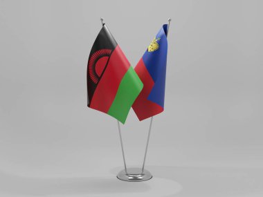 Lihtenştayn - Malawi İşbirliği Bayrakları, Beyaz Arkaplan - 3D Render