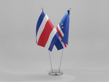 Cape Verde - Kosta Rika İşbirliği Bayrakları, Beyaz Arkaplan - 3D Render