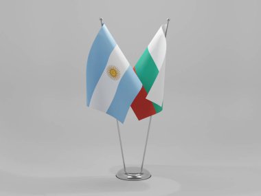 Bulgaristan - Arjantin İşbirliği Bayrakları, Beyaz Arkaplan - 3D Hazırlama