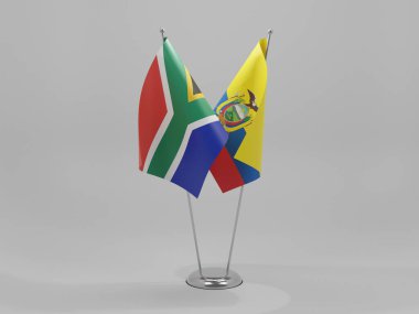 Ekvador - Güney Afrika İşbirliği Bayrakları, Beyaz Arkaplan - 3D Render