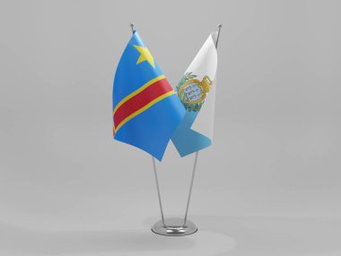 San Marino - Kongo Demokratik Cumhuriyeti İşbirliği Bayrakları, Beyaz Arkaplan - 3D Render
