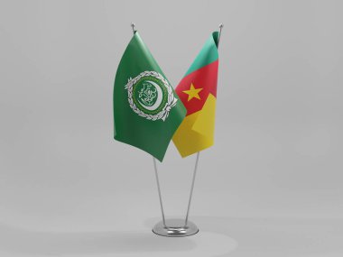 Kamerun - Arap Birliği İşbirliği Bayrakları, Beyaz Arkaplan - 3D Render