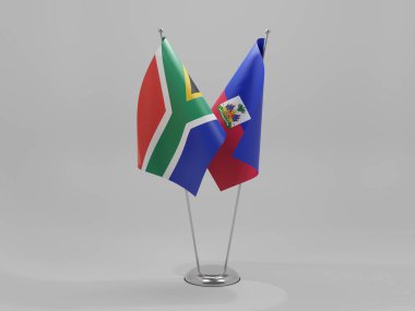 Haiti - Güney Afrika İşbirliği Bayrakları, Beyaz Arkaplan - 3D Render