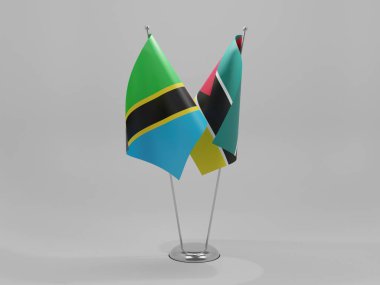 Mozambik - Tanzanya İşbirliği Bayrakları, Beyaz Arkaplan - 3D Render