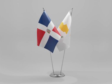 Kıbrıs - Dominik Cumhuriyeti İşbirliği Bayrakları, Beyaz Arkaplan - 3D Render