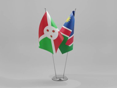 Namibya - Burundi İşbirliği Bayrakları, Beyaz Arkaplan - 3D Render