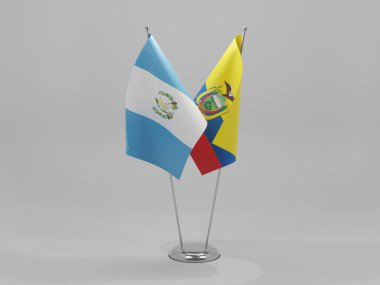 Ekvador - Guatemala İşbirliği Bayrakları, Beyaz Arkaplan - 3D Render