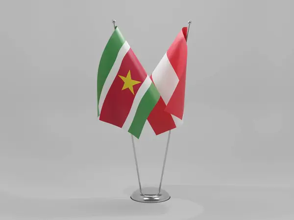Ausztria Suriname Együttműködési Zászlók Fehér Háttér Render — Stock Fotó