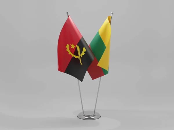 Litauen Angola Kooperationsfahnen Weißer Hintergrund Render — Stockfoto