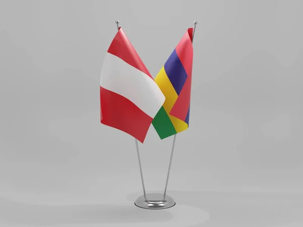 Маврикий Перу Флаги Сотрудничества Белый Фон Рендер — стоковое фото