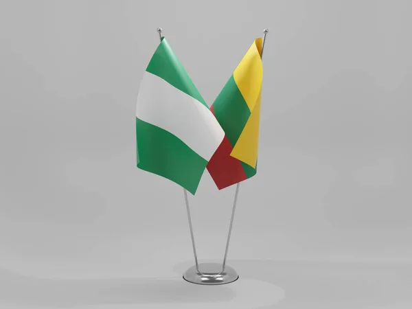 リトアニア ナイジェリア協力旗 白背景 3Dレンダリング — ストック写真