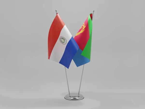 Eritreia Bandeiras Cooperação Paraguai Fundo Branco Render — Fotografia de Stock