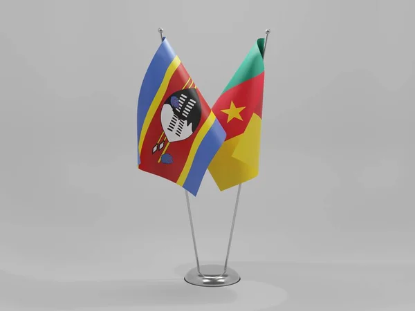 Camarões Suazilândia Bandeiras Cooperação Fundo Branco Render — Fotografia de Stock