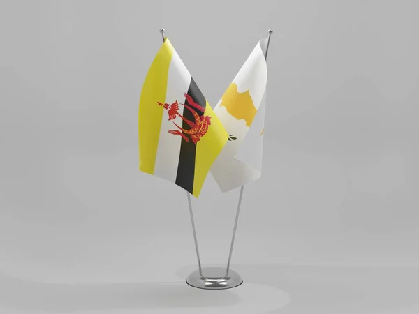 Cypr Brunei Flagi Współpracy Białe Tło Render — Zdjęcie stockowe