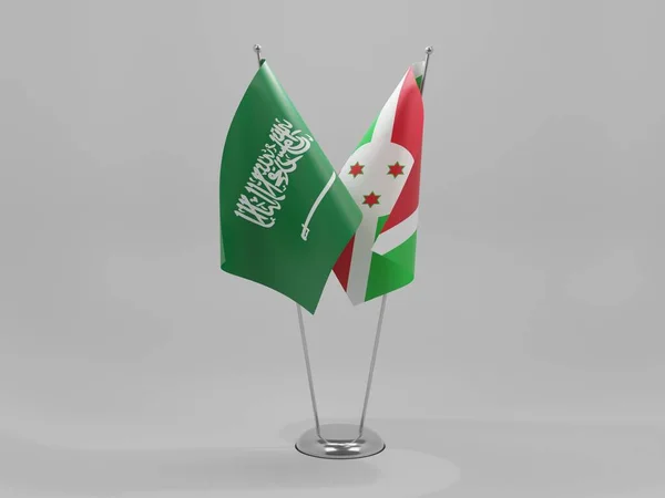 布隆迪 沙特阿拉伯合作旗 白色背景 3D渲染 — 图库照片