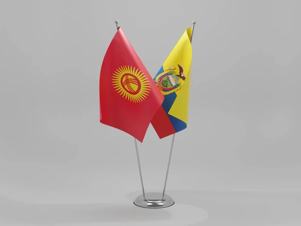 Ecuador Bandiere Cooperazione Del Kirghizistan Sfondo Bianco Render — Foto Stock