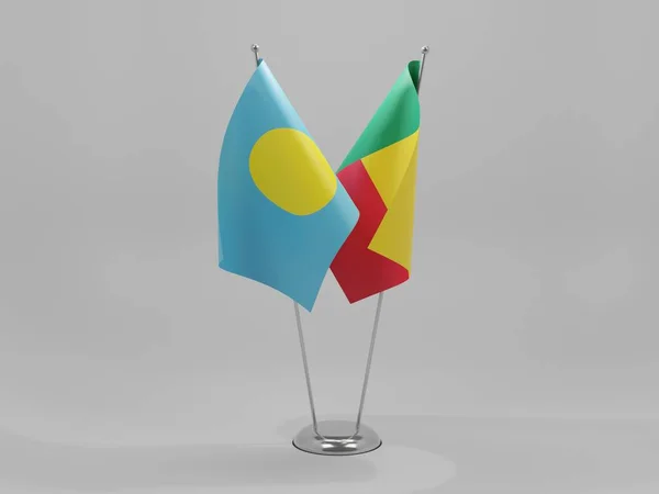 Μπενίν Palau Cooperation Flags Λευκό Φόντο Render — Φωτογραφία Αρχείου