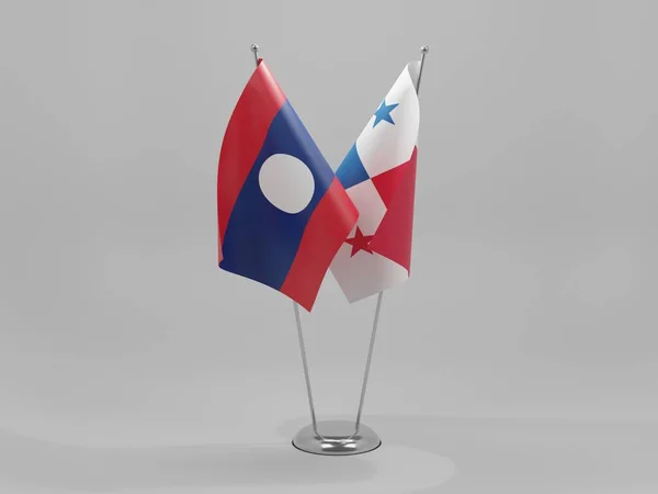 Panama Laos Kooperationsfahnen Weißer Hintergrund Render — Stockfoto