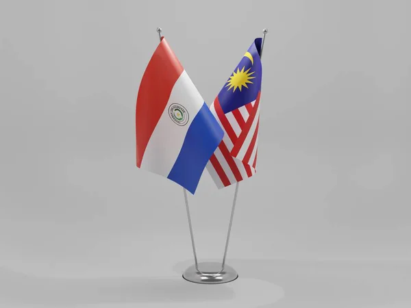 Malaisie Drapeaux Coopération Paraguay Fond Blanc Render — Photo