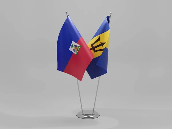 Barbados Bandiere Cooperazione Haiti Sfondo Bianco Render — Foto Stock