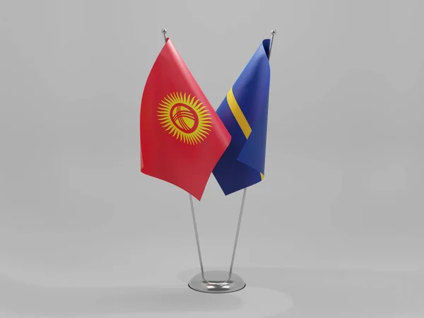 Nauru Kirgistan Flagi Współpracy Białe Tło Render — Zdjęcie stockowe