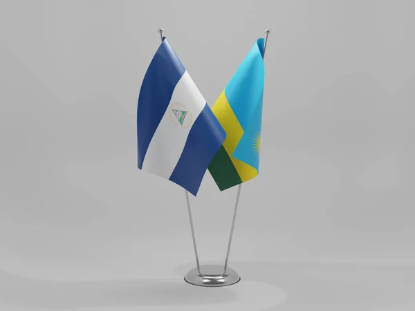Ρουάντα Νικαράγουα Σημαίες Συνεργασίας Λευκό Φόντο Render — Φωτογραφία Αρχείου