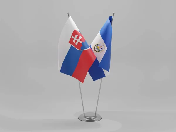 Salvador Slovakien Samarbete Flaggor Vit Bakgrund Render — Stockfoto