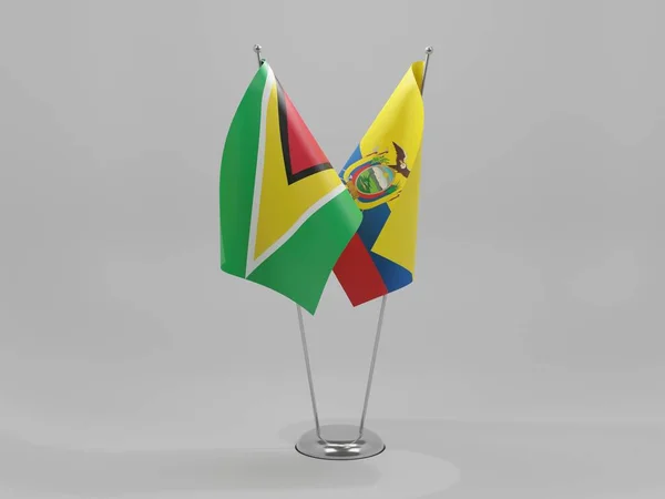 Ecuador Guyana Cooperation Flags White Background Render — стокове фото