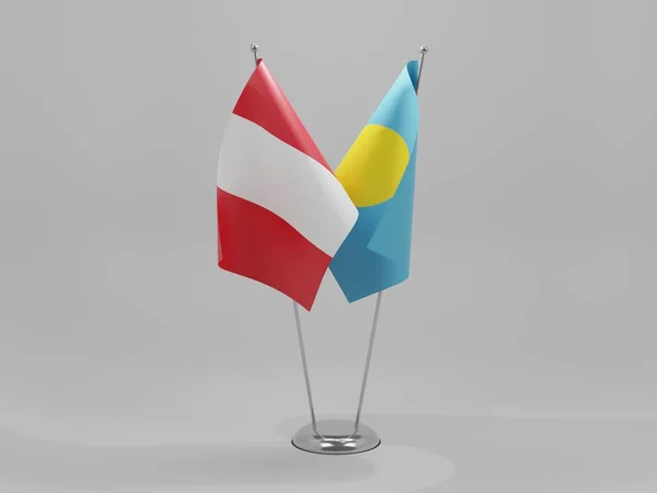 Palau Bandiere Cooperazione Perù Sfondo Bianco Render — Foto Stock